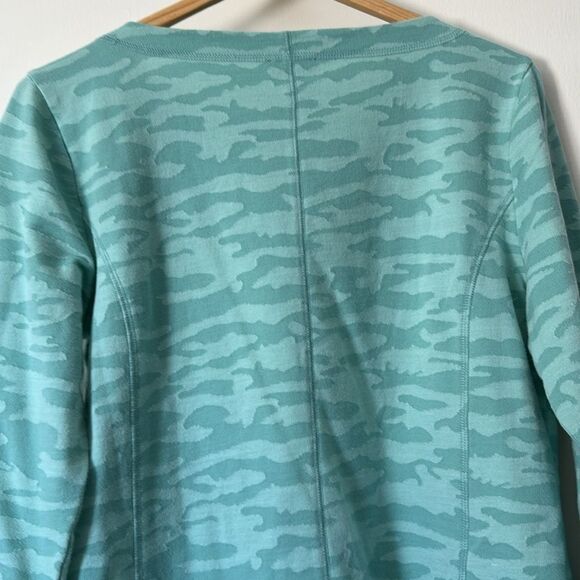 Talbotsโ Jacquard Quarter Sleeve Pullover Camo Print Medium Green Cotton Blend - Picture 6 of 7